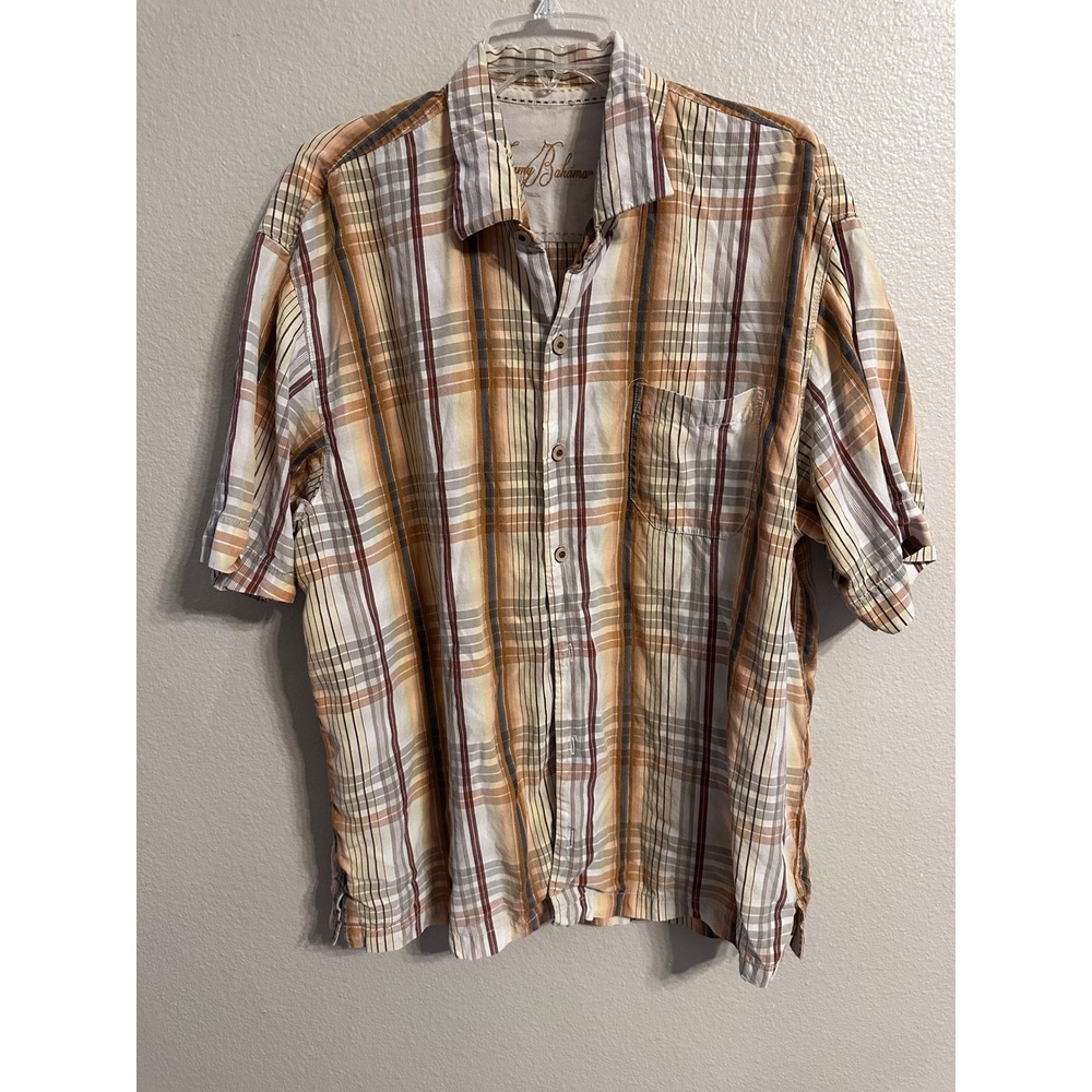 Tommy Bahama‎ XL Plaid Button Up Short Sleeve Shirt Menswear